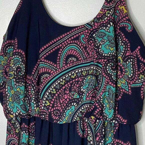 Blue Rain Maxi Dress M Made in USA Boho Paisley Spaghetti Strap Summer - Picture 3 of 12